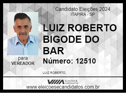 Candidato LUIZ ROBERTO BIGODE DO BAR 2024 - ITAPIRA - Eleições