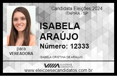 Candidato ISABELA ARAÚJO 2024 - ITAPIRA - Eleições