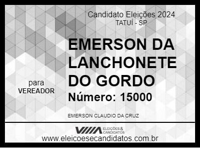 Candidato EMERSON DA LANCHONETE DO GORDO 2024 - TATUÍ - Eleições