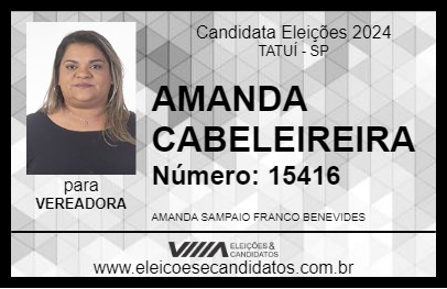 Candidato AMANDA CABELEIREIRA  2024 - TATUÍ - Eleições