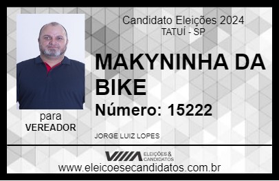 Candidato MAKYNINHA DA BIKE 2024 - TATUÍ - Eleições