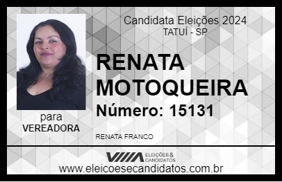 Candidato RENATA MOTOQUEIRA 2024 - TATUÍ - Eleições