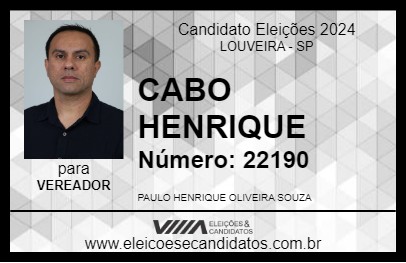 Candidato CABO HENRIQUE 2024 - LOUVEIRA - Eleições