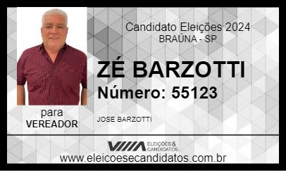 Candidato ZÉ BARZOTTI 2024 - BRAÚNA - Eleições