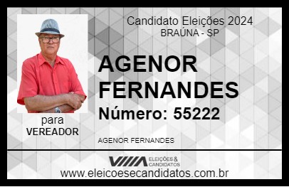 Candidato AGENOR FERNANDES 2024 - BRAÚNA - Eleições