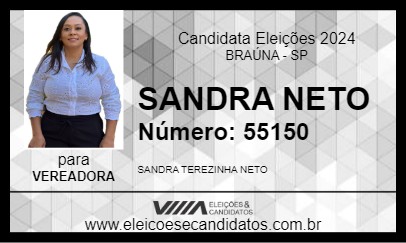 Candidato SANDRA NETO 2024 - BRAÚNA - Eleições