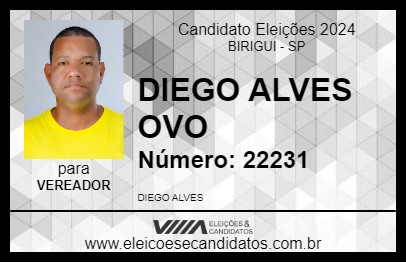 Candidato DIEGO ALVES OVO 2024 - BIRIGUI - Eleições