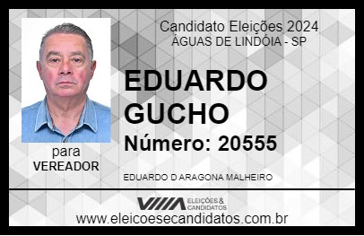 Candidato EDUARDO GUCHO 2024 - ÁGUAS DE LINDÓIA - Eleições