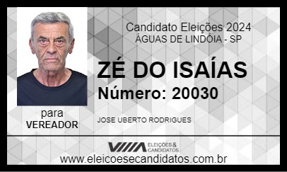 Candidato ZÉ DO ISAÍAS 2024 - ÁGUAS DE LINDÓIA - Eleições