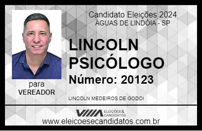 Candidato LINCOLN PSICÓLOGO 2024 - ÁGUAS DE LINDÓIA - Eleições