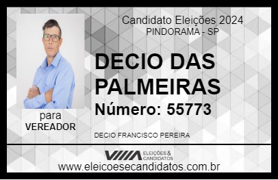 Candidato DECIO DAS PALMEIRAS 2024 - PINDORAMA - Eleições