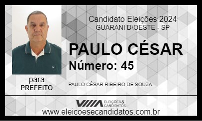 Candidato PAULO CÉSAR 2024 - GUARANI D\OESTE - Eleições