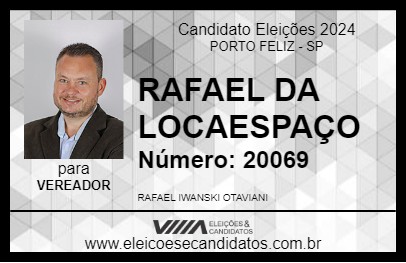 Candidato RAFAEL DA LOCAESPAÇO 2024 - PORTO FELIZ - Eleições