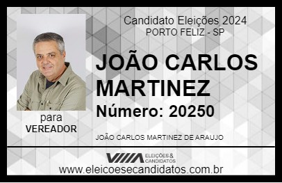 Candidato JOÃO CARLOS MARTINEZ 2024 - PORTO FELIZ - Eleições