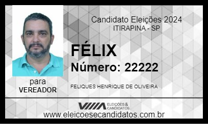 Candidato FÉLIX 2024 - ITIRAPINA - Eleições