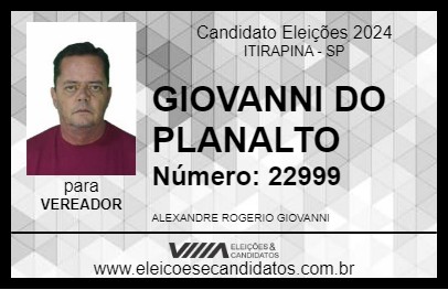 Candidato GIOVANNI DO PLANALTO 2024 - ITIRAPINA - Eleições