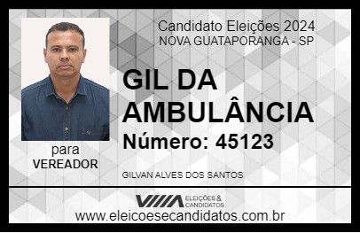 Candidato GIL DA AMBULÂNCIA 2024 - NOVA GUATAPORANGA - Eleições