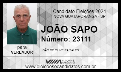 Candidato JOÃO SAPO 2024 - NOVA GUATAPORANGA - Eleições