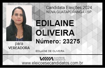 Candidato EDILAINE OLIVEIRA 2024 - NOVA GUATAPORANGA - Eleições