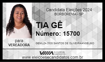 Candidato TIA GÊ 2024 - BORBOREMA - Eleições