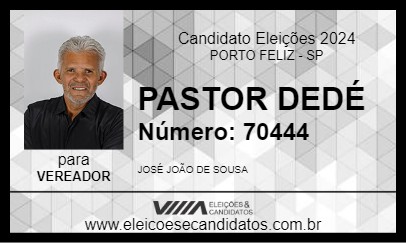 Candidato PASTOR DEDÉ 2024 - PORTO FELIZ - Eleições