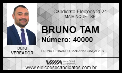 Candidato BRUNO TAM 2024 - MAIRINQUE - Eleições