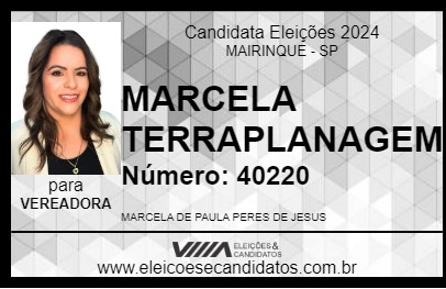 Candidato MARCELA TERRAPLANAGEM 2024 - MAIRINQUE - Eleições