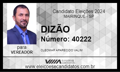 Candidato DIZÃO 2024 - MAIRINQUE - Eleições