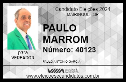 Candidato PAULO MARROM 2024 - MAIRINQUE - Eleições