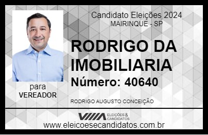 Candidato RODRIGO DA IMOBILIARIA 2024 - MAIRINQUE - Eleições