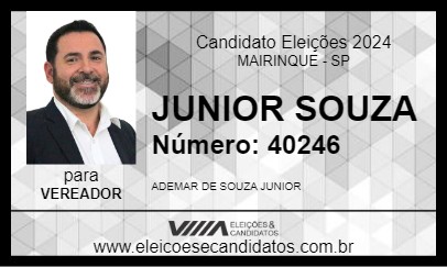 Candidato JUNIOR SOUZA 2024 - MAIRINQUE - Eleições