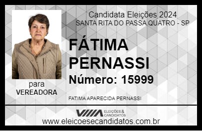 Candidato FÁTIMA PERNASSI 2024 - SANTA RITA DO PASSA QUATRO - Eleições