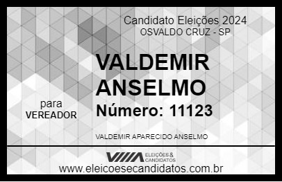 Candidato VALDEMIR ANSELMO 2024 - OSVALDO CRUZ - Eleições