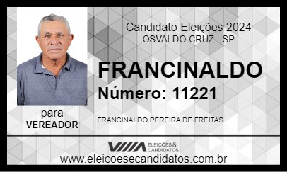 Candidato FRANCINALDO 2024 - OSVALDO CRUZ - Eleições