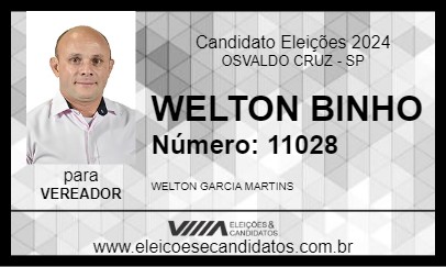 Candidato WELTON BINHO 2024 - OSVALDO CRUZ - Eleições