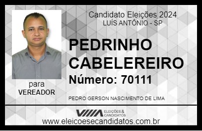 Candidato PEDRINHO CABELEIREIRO 2024 - LUÍS ANTÔNIO - Eleições