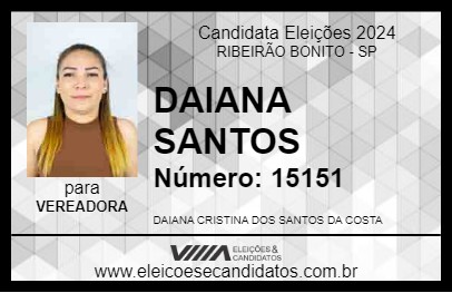 Candidato DAIANA SANTOS 2024 - RIBEIRÃO BONITO - Eleições