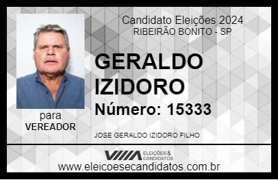 Candidato GERALDO IZIDORO 2024 - RIBEIRÃO BONITO - Eleições