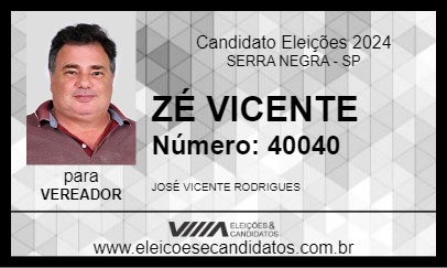 Candidato ZÉ VICENTE 2024 - SERRA NEGRA - Eleições