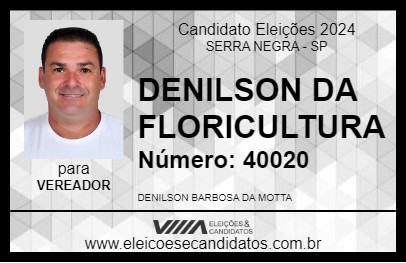 Candidato DENILSON DA FLORICULTURA 2024 - SERRA NEGRA - Eleições