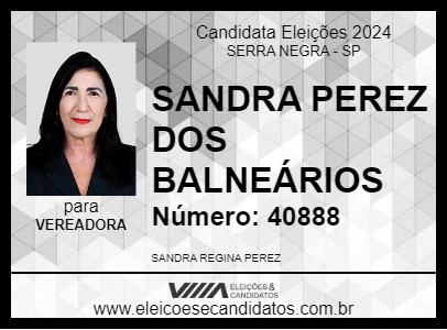 Candidato SANDRA PEREZ DOS BALNEÁRIOS 2024 - SERRA NEGRA - Eleições