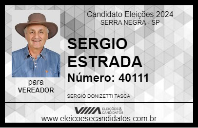 Candidato SERGIO ESTRADA 2024 - SERRA NEGRA - Eleições