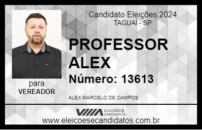 Candidato PROFESSOR ALEX 2024 - TAGUAÍ - Eleições