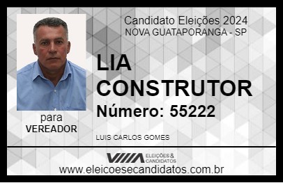 Candidato LIA CONSTRUTOR 2024 - NOVA GUATAPORANGA - Eleições