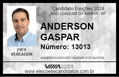 Candidato ANDERSON GASPAR 2024 - SÃO JOAQUIM DA BARRA - Eleições