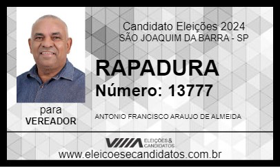 Candidato RAPADURA 2024 - SÃO JOAQUIM DA BARRA - Eleições