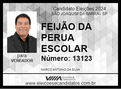 Candidato FEIJÃO DA PERUA ESCOLAR 2024 - SÃO JOAQUIM DA BARRA - Eleições