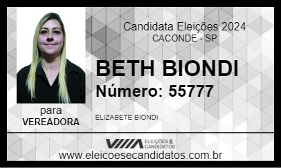 Candidato BETH BIONDI 2024 - CACONDE - Eleições