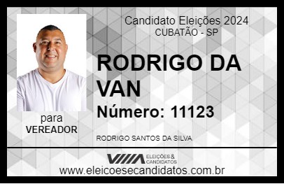 Candidato RODRIGO DA VAN 2024 - CUBATÃO - Eleições