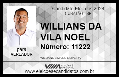 Candidato WILLIANS DA VILA NOEL 2024 - CUBATÃO - Eleições